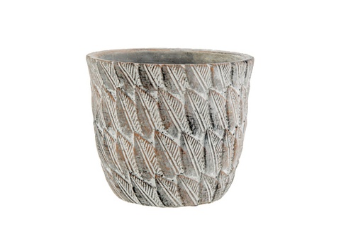 CACHE-POT ROTA TAUPE 15,5X15,5XH13CM ROND  CIMENT