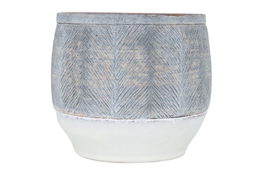 CACHE-POT GRIS LAVÉ BRUN 14X14XH12,5CM ROND GRÈS