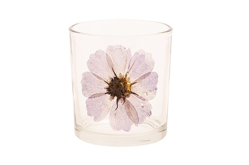 BOUGEOIR FLOWER TRANSPARENT 7X7XH8CM VERRE