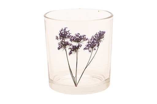 BOUGEOIR LAVENDER TRANSPARENT 7X7XH8CM VERRE
