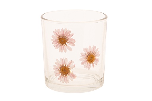BOUGEOIR FLOWERS TRANSPARENT 7X7XH8CM VERRE