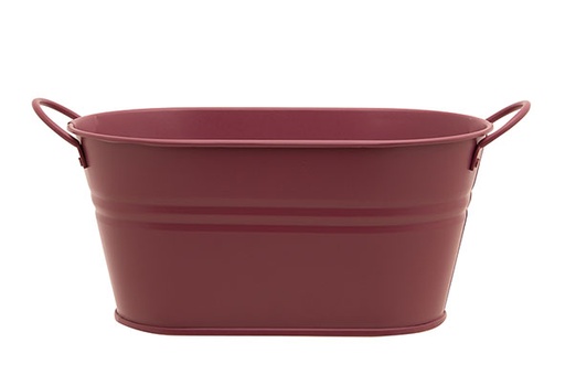 BAC À PLANTES URBAN 2 HANDLES FRAMBOISE 22X12,5XH27CM OVALE METAL