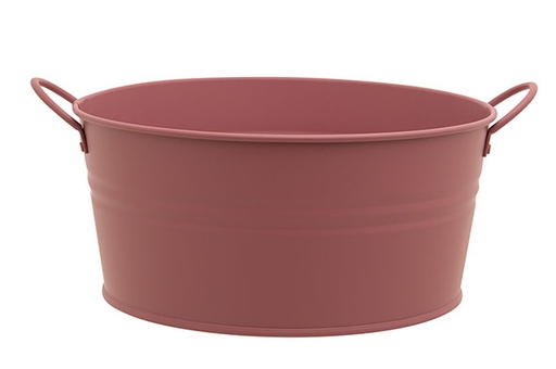 BAC À PLANTES URBAN 2 HANDLES ROSE 22X18,7XH10,6CM ROND CONIQUE METAL