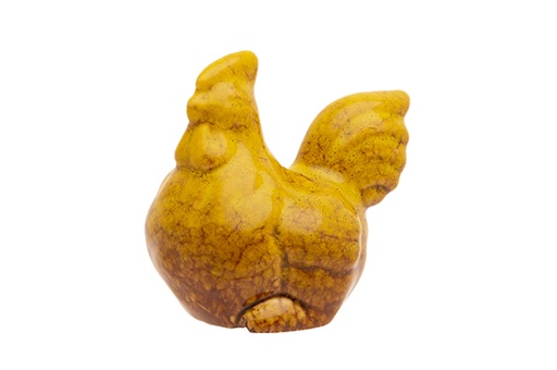 POULE BICOLOR GLAZING MOUTARDE 10X7XH9,5CM CÉRAMIQUE