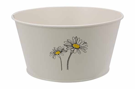 BAC À PLANTES DAISY CRÈME 19,5X15XH10CM ROND METAL