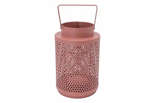 LANTERNE PERFORÉE ROSE 16,2X16,2XH25CM METAL