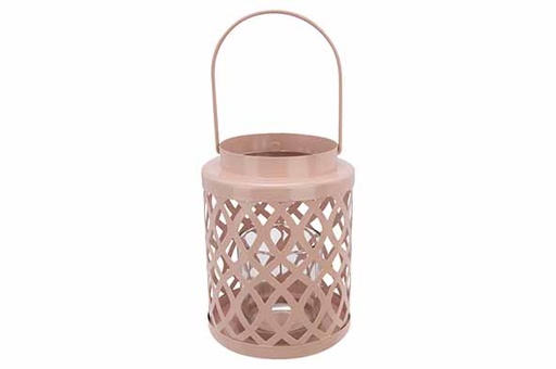 LANTERNE ROSE 12X12XH15CM METAL