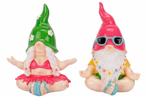 GNOME SUMMER YOGA (2 COULEURS) MULTICOLORE 14X12XH17CM RÉSINE