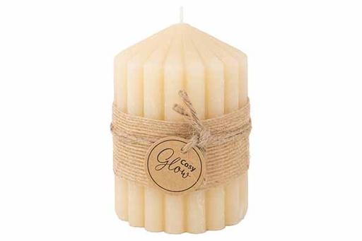 BOUGIE RIBBLE BEIGE 7X7XH10CM 40H