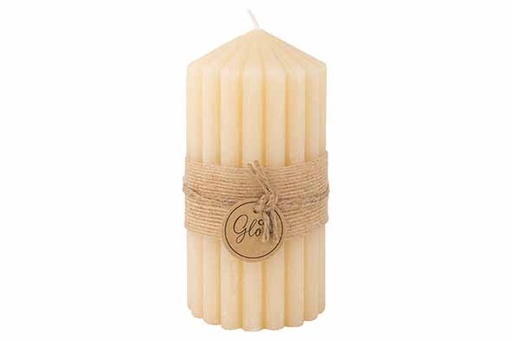 BOUGIE RIBBLE BEIGE 7X7XH14CM 60H