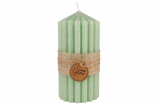 BOUGIE RIBBLE VERT 7X7XH14CM 60H