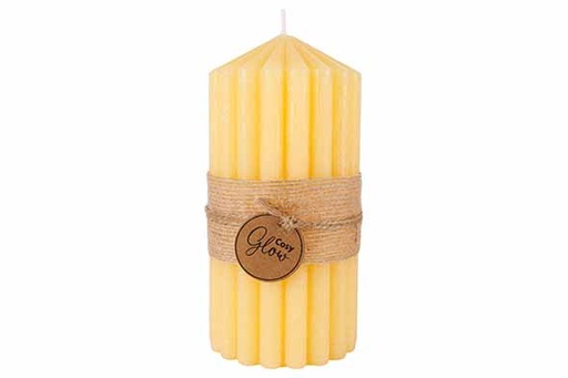 BOUGIE RIBBLE JAUNE 7X7XH14CM 60H