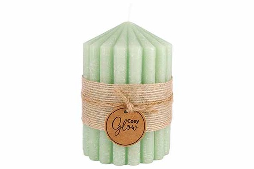 BOUGIE RIBBLE VERT 7X7XH10CM 40H