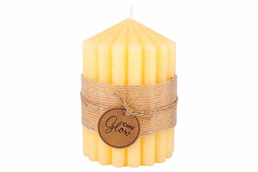 BOUGIE RIBBLE JAUNE 7X7XH10CM 40H