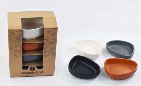 SET DE 4 COUPELLES EN CÉRAMIQUE 9.5X12.5X16.3C COUPELLE 11.7X8.7X3.5CM