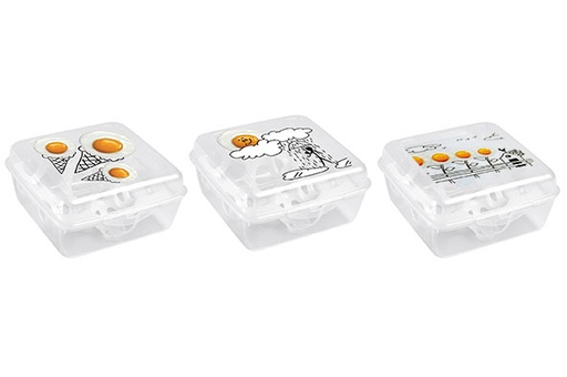 Boîte à Œufs 6 Places Plastique Transparent - 3 Motifs Assortis