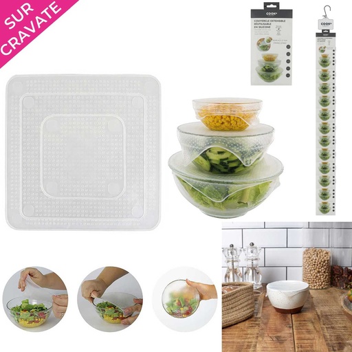 COUVERCLE EN SILICONE EXTENSIBLE CARRE X3