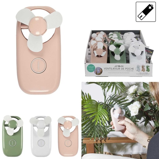 VENTILATEUR DE POCHE 2EN1 A POSER A PILES