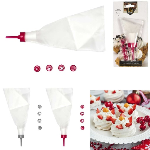 POCHE À DOUILLE AVEC 4 EMBOUTS EN PLASTIQUE