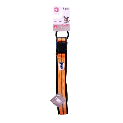 COLLIER RÉFLÉCHISSANT ORANGE CHIEN - TAILLE XL - 2.5cmx50/75cm