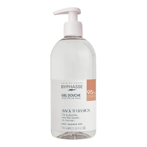 BYPHASSE GEL DOUCHE 750ML BACK TO BASICS TOUS TYPES DE PEAUX AVEC POMPE