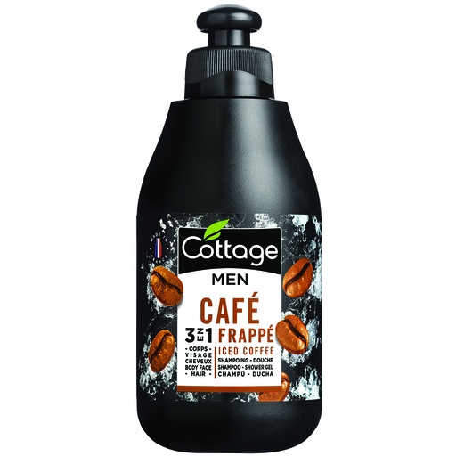 COTTAGE SHAMPOOING ET GEL DOUCHE 3 EN 1 HOMME 250ML CAFÉ FRAPPÉ