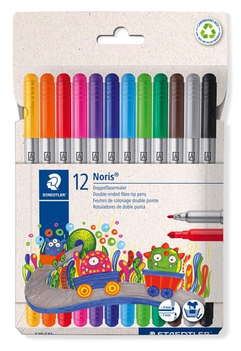 Staedtler Noris 320, 12 Feutres Coloriage Double Pointe Assorties