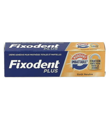 Fixodent PLUS Crème Adhésive Double Action Fixation Forte Goût Neutre 40g