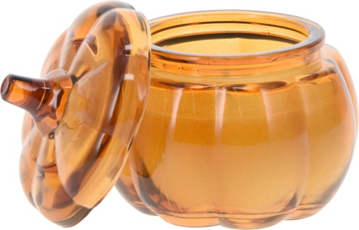 BOUGIE EN FORME DE CITROUILLE - EN VERRE - 8CM