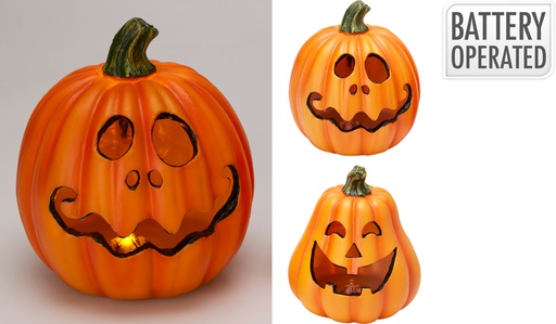 CITROUILLE AVEC LED - 14X15CM - 3 DESIGNS