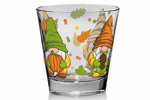 SET DE 3 VERRES SUR LE THÈME DES GNOMES DE L' AUTOMNE - 25CL - D8,6XH8,7CM