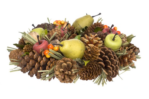 COURONNE AUTOMNE NATUREL - RONDE - EN PVC - 26X26XH8CM