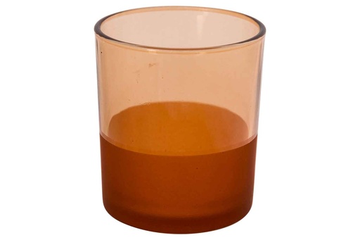 BOUGEOIR EN VERRE - SPRAYED PEACH D9XH10CM