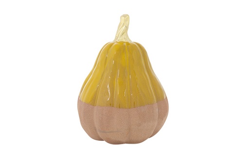 CITROUILLE ALLONGÉE - TOP GLAZED MOUTARDE - 13,4X13,4XH17,2CM - EN CÉRAMIQUE