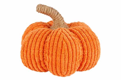 CITROUILLE ORANGE EN TEXTILE ET CORDE -  13X13XH13CM 
