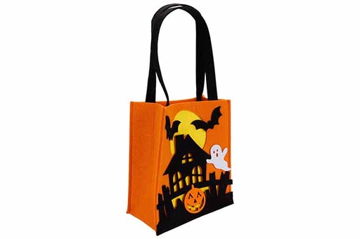 SAC HALLOWWEN - ORANGE - 20X10XH22CM - EN FEUTRE