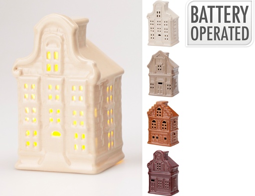 MAISON LED - 12CM - 4 COULEURS - SUR BATTERIE