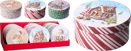 BOITE CADEAU DE NOËL RONDE - 3 MODÈLES DISPONIBLES
