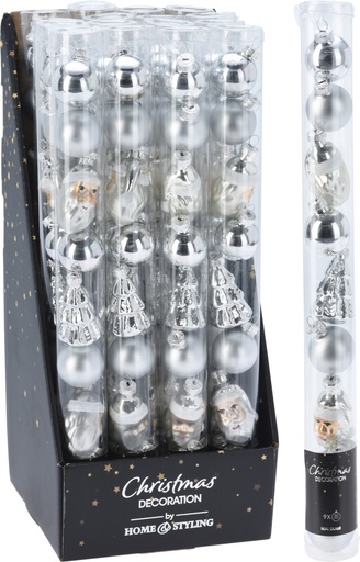 BOULE DE NOËL - 30MM  - 9 PIÈCES - ARGENTÉ