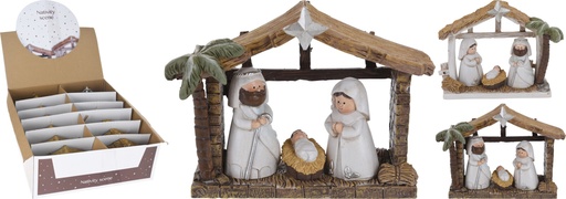 CRÈCHE DE NOËL EN POLYRÉSINE - 13CM - 2 MODÈLES DISPONIBLES