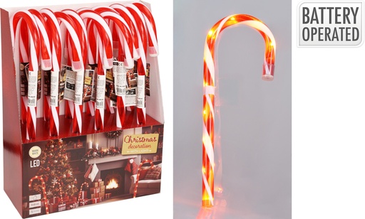 DÉCORATION EN FORME DE CANNE À SUCRE À LED - 45CM - SUR PILES