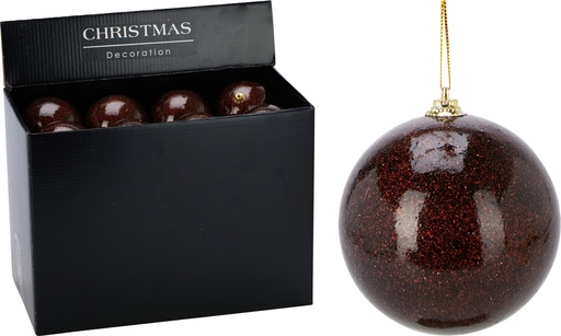 BOULE DE NOËL - MARRON PAILLETÉ - 80MM