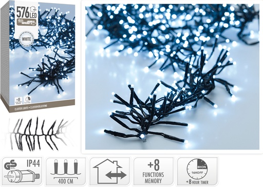 GUIRLANDE À LED - 576 LED - BLANC FROID - 400CM - SUR SECTEUR - AVEC TIMER