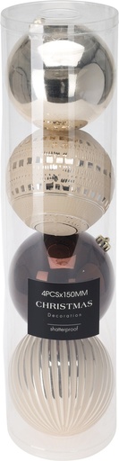 4 BOULES DE NOËL - 4X150MM - AMBRE