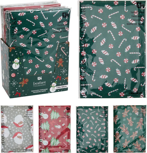 NAPPE DE TABLE - MOTIF FESTIF - 130X180CM - 4 MODÈLES - EN FLANELLE