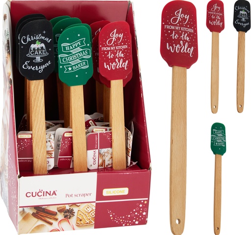 SPATULE EN SILICONE ET BAMBOU - 30CM - 3 COLORIS