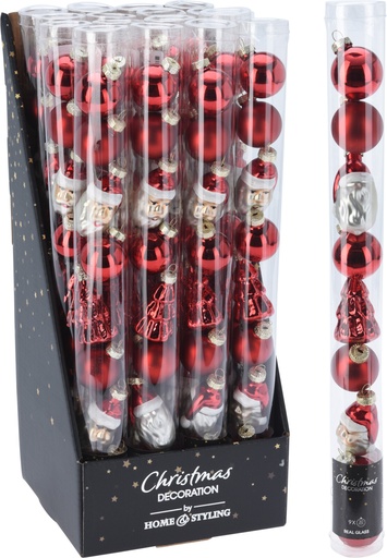 BOULE DE NOËL - 30MM  - SET DE 9 PIÈCES - ROUGE