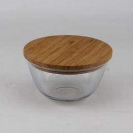 [TS-23SSLW130ZM] BOL EN VERRE 500ML AVEC COUVERCLE EN BAMBOU