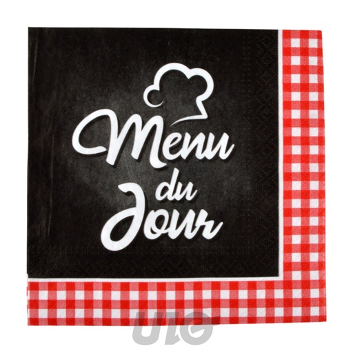 SET DE 20 SERVIETTES EN PAPIER 3 PLIS 33*33CM MENU DU JOUR