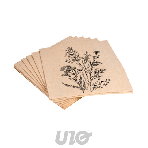 Homea - Lot de 20 Serviettes Bambou 3 Plis 33x33cm Flore Naturel
